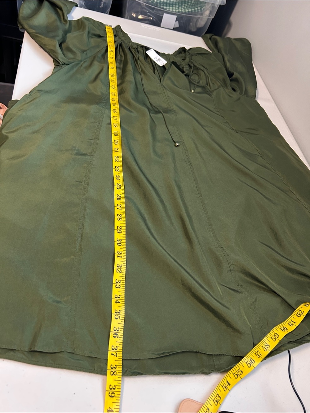 Banana Republic Olive Green Silk Dress NWT - Picture 9 of 13